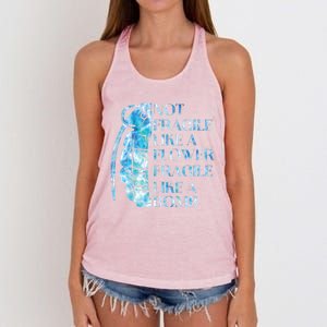 Not Fragile Like A Flower Fragile Like A Bomb Equality Pride Cool Gift Women's Knotted Racerback Tank