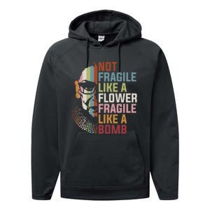 Not Fragile Like A Flower But A Bomb Ruth Bader RBG Feminist Performance Fleece Hoodie