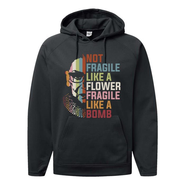 Not Fragile Like A Flower But A Bomb Ruth Bader RBG Feminist Performance Fleece Hoodie