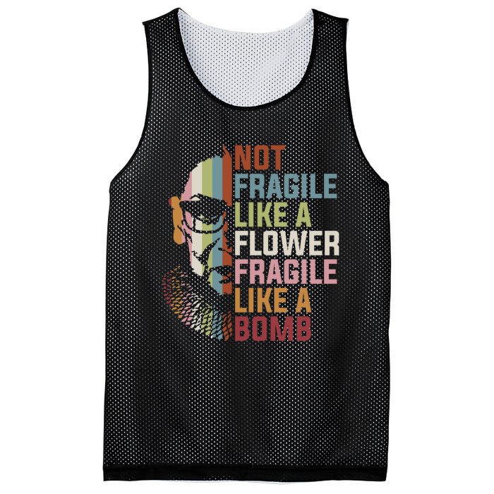 Not Fragile Like A Flower But A Bomb Ruth Bader RBG Feminist Mesh Reversible Basketball Jersey Tank