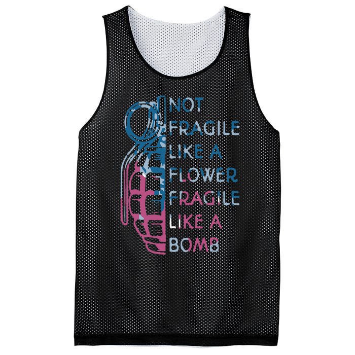 Not Fragile Like A Flower Fragile Like A Bomb Feminist Mesh Reversible Basketball Jersey Tank