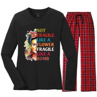 Not Fragile Like A Flower Fragile Like A Bomb For Women's Long Sleeve Flannel Pajama Set 