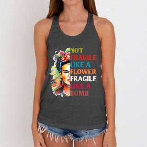 Not Fragile Like A Flower Fragile Like A Bomb For Women's Knotted Racerback Tank