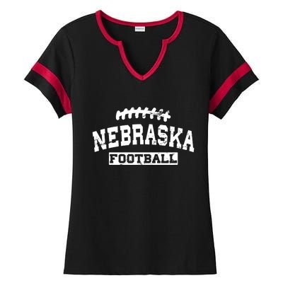 Nebraska Football Lace Logo Ladies Halftime Notch Neck Tee