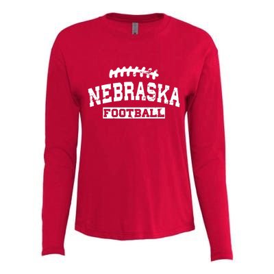 Nebraska Football Lace Logo Womens Cotton Relaxed Long Sleeve T-Shirt