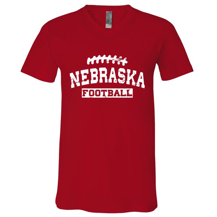 Nebraska Football Lace Logo V-Neck T-Shirt