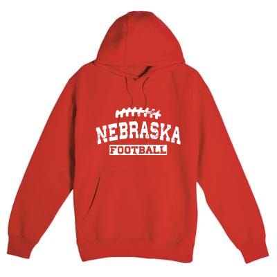 Nebraska Football Lace Logo Premium Pullover Hoodie