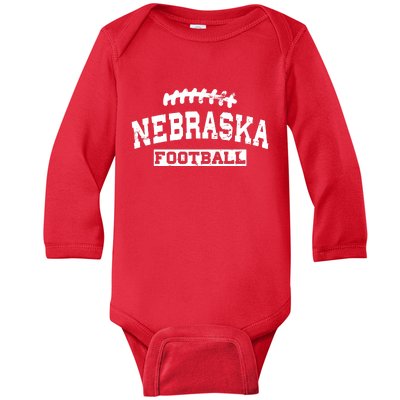 Nebraska Football Lace Logo Baby Long Sleeve Bodysuit