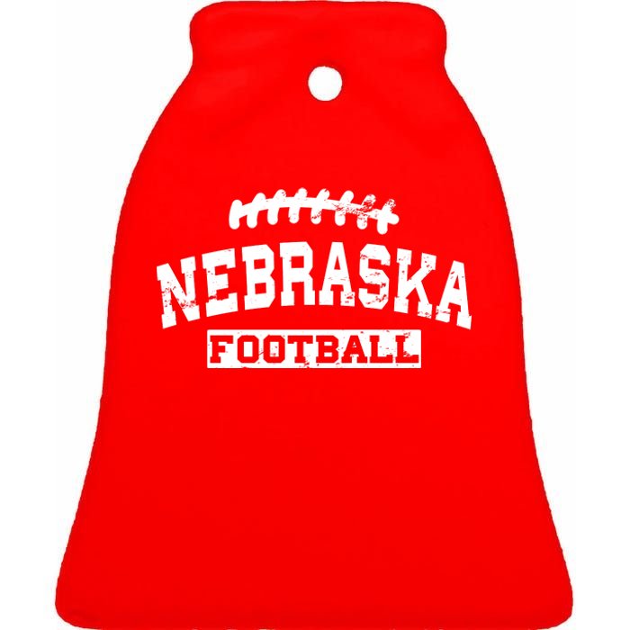 Nebraska Football Lace Logo Ceramic Bell Ornament