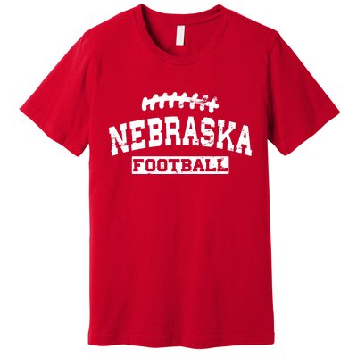 Nebraska Football Lace Logo Premium T-Shirt