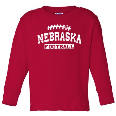 Nebraska Football Lace Logo Toddler Long Sleeve Shirt