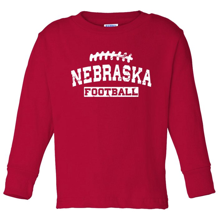 Nebraska Football Lace Logo Toddler Long Sleeve Shirt