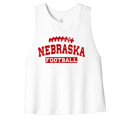 Nebraska Football Lace Logo Women's Racerback Cropped Tank