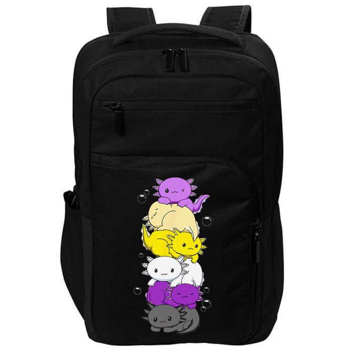 Nonbinary Flag LGBTQ Kawaii Axolotl Pile Non Binary Flag Impact Tech Backpack