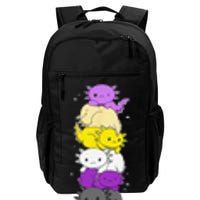 Nonbinary Flag LGBTQ Kawaii Axolotl Pile Non Binary Flag Daily Commute Backpack