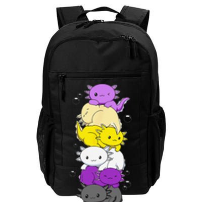 Nonbinary Flag LGBTQ Kawaii Axolotl Pile Non Binary Flag Daily Commute Backpack