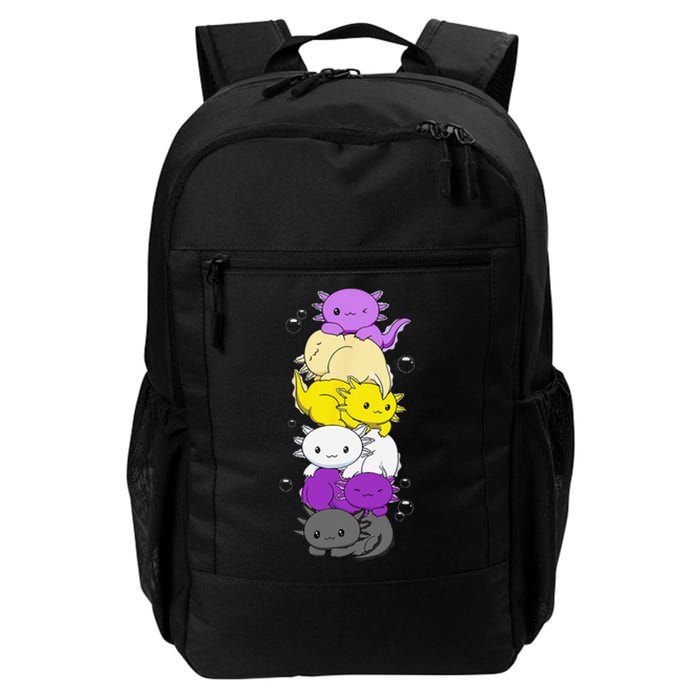 Nonbinary Flag LGBTQ Kawaii Axolotl Pile Non Binary Flag Daily Commute Backpack