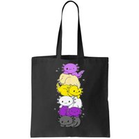 Nonbinary Flag LGBTQ Kawaii Axolotl Pile Non Binary Flag Tote Bag