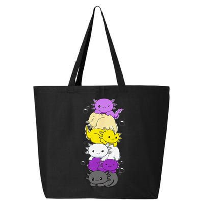 Nonbinary Flag LGBTQ Kawaii Axolotl Pile Non Binary Flag 25L Jumbo Tote