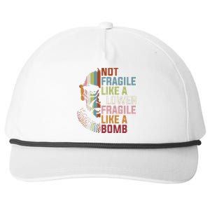 Not Fragile Like A Flower But A Bomb Ruth Bader Rbg Feminist Snapback Five-Panel Rope Hat