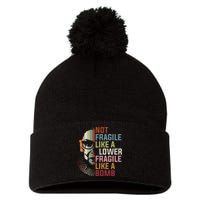 Not Fragile Like A Flower But A Bomb Ruth Bader Rbg Feminist Pom Pom 12in Knit Beanie