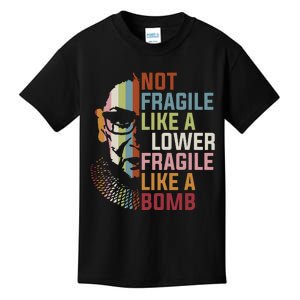 Not Fragile Like A Flower But A Bomb Ruth Bader Rbg Feminist Kids T-Shirt