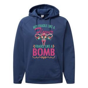 Not Fragile Like A Flower Fragile Like A Bomb Funny Quotes Gift Performance Fleece Hoodie