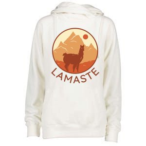 Namaste Funny Llama Yoga Womens Funnel Neck Pullover Hood