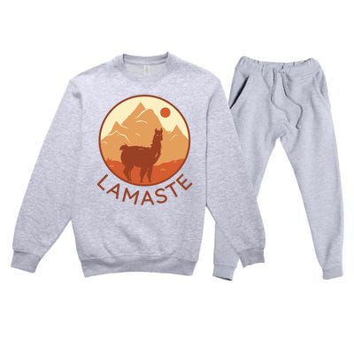 Namaste Funny Llama Yoga Premium Crewneck Sweatsuit Set