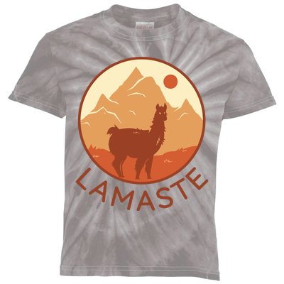 Namaste Funny Llama Yoga Kids Tie-Dye T-Shirt