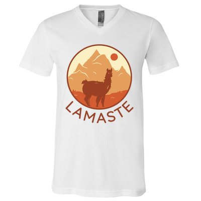 Namaste Funny Llama Yoga V-Neck T-Shirt