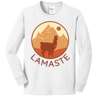 Namaste Funny Llama Yoga Kids Long Sleeve Shirt