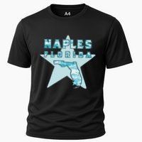 Naples Florida Map Souvenir Design Teal Cooling Performance Crew T-Shirt