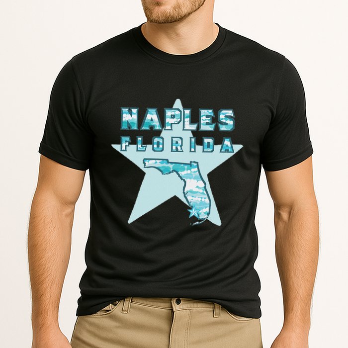 Naples Florida Map Souvenir Design Teal Cooling Performance Crew T-Shirt