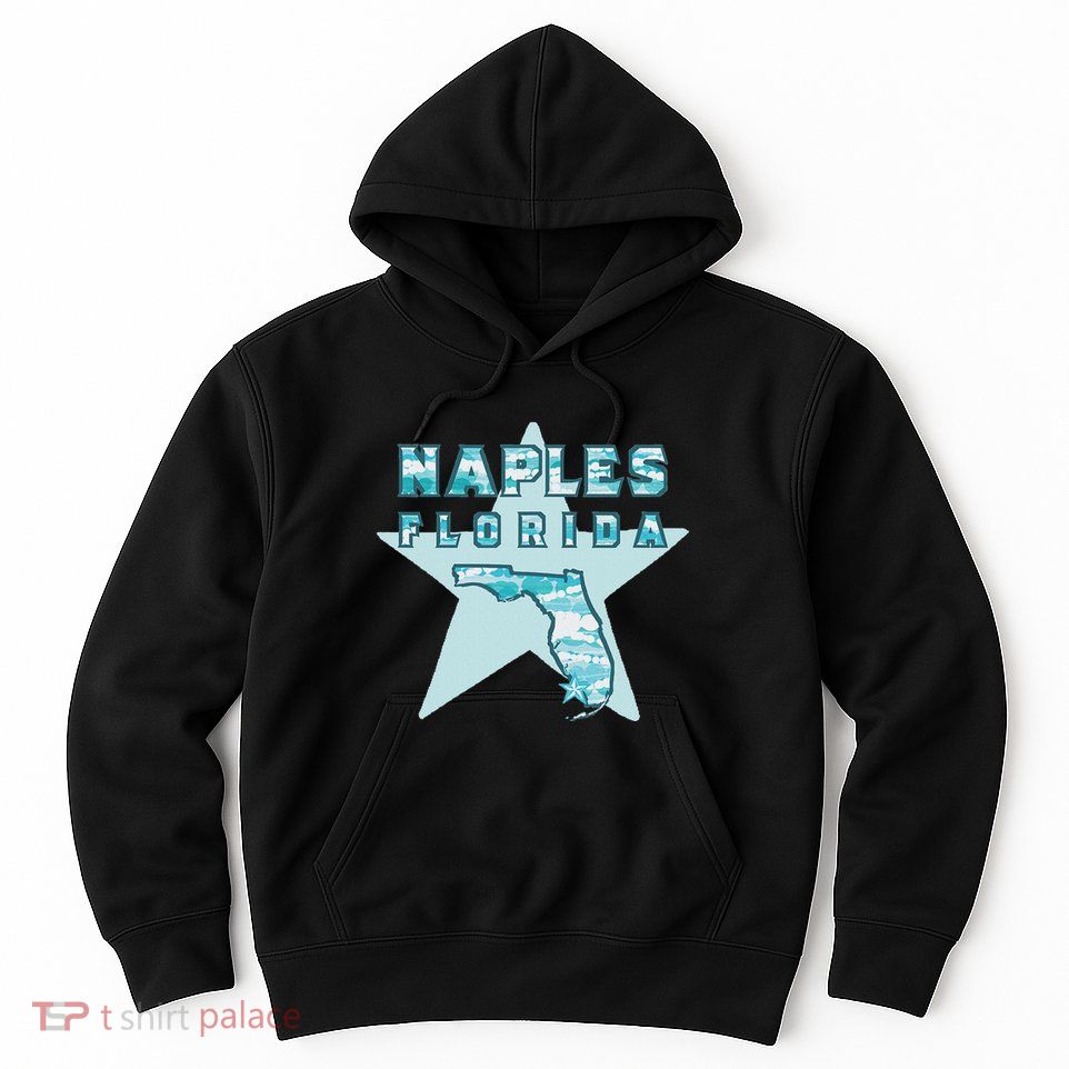 Naples Florida Map Souvenir Design Teal Hoodie