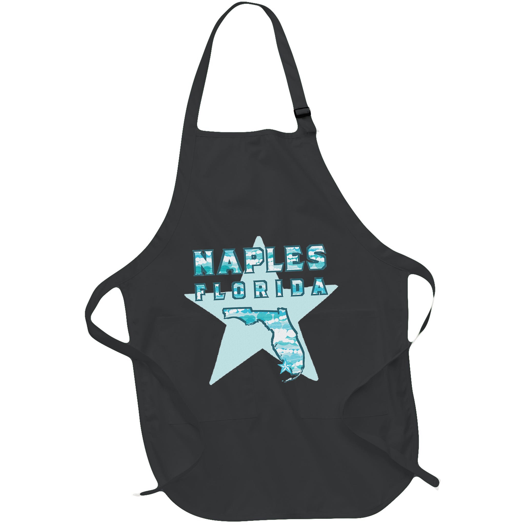 Naples Florida Map Souvenir Design Teal Apron
