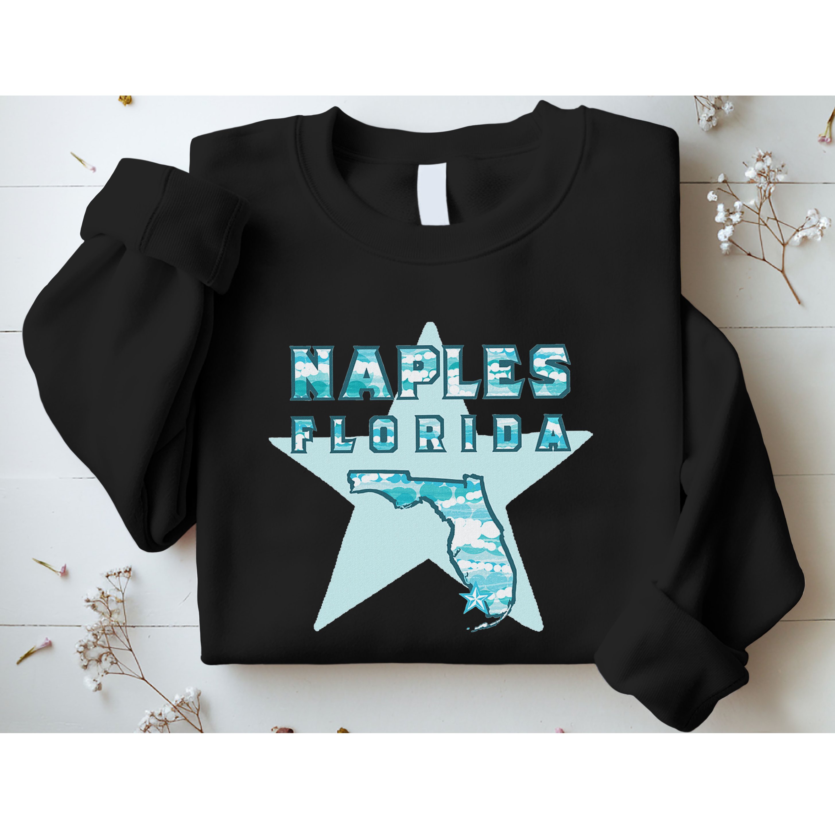 Naples Florida Map Souvenir Design Teal Sweatshirt