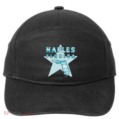Naples Florida Map Souvenir Design Teal 7-Panel Snapback Hat