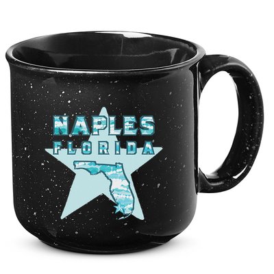 Naples Florida Map Souvenir Design Teal 15oz Campfire Ceramic Mug