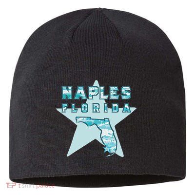 Naples Florida Map Souvenir Design Teal Sustainable Beanie