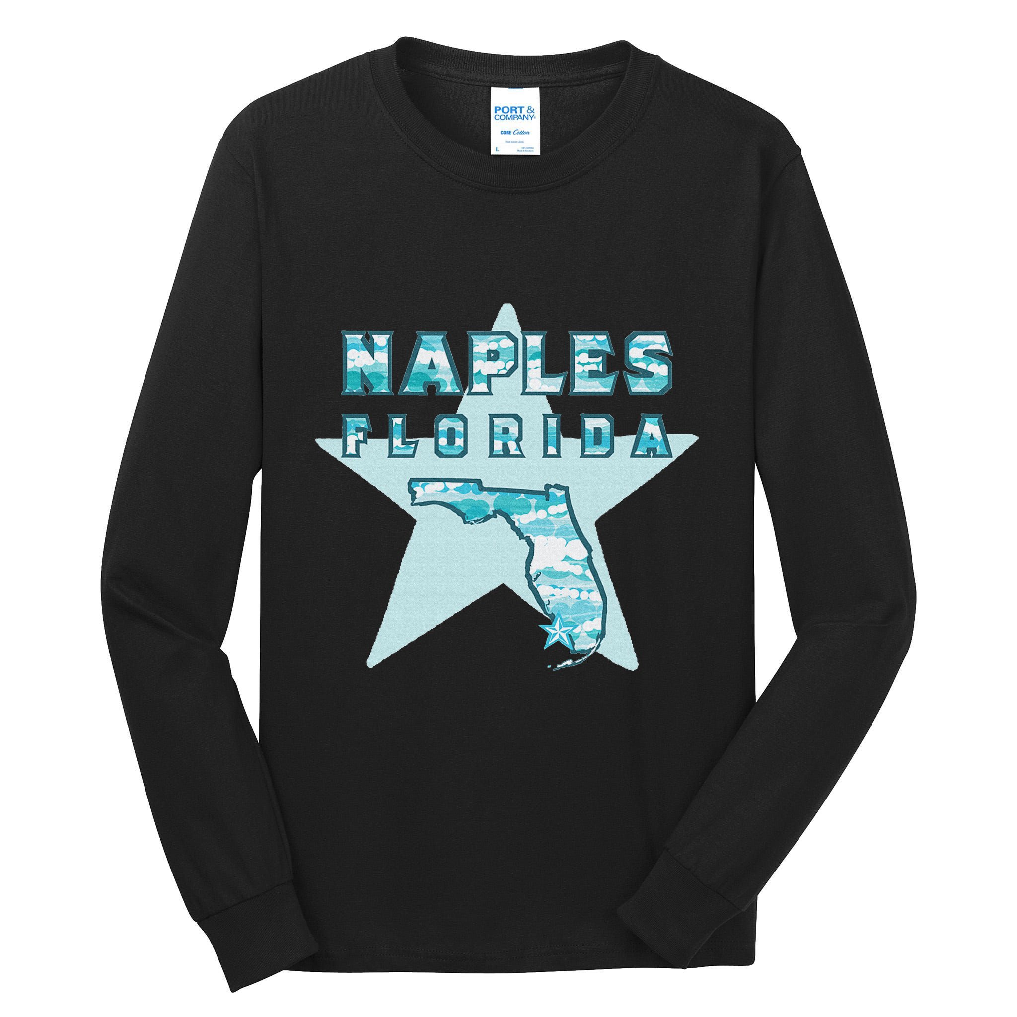 Naples Florida Map Souvenir Design Teal Tall Long Sleeve T-Shirt