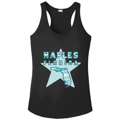 Naples Florida Map Souvenir Design Teal Ladies PosiCharge Competitor Racerback Tank