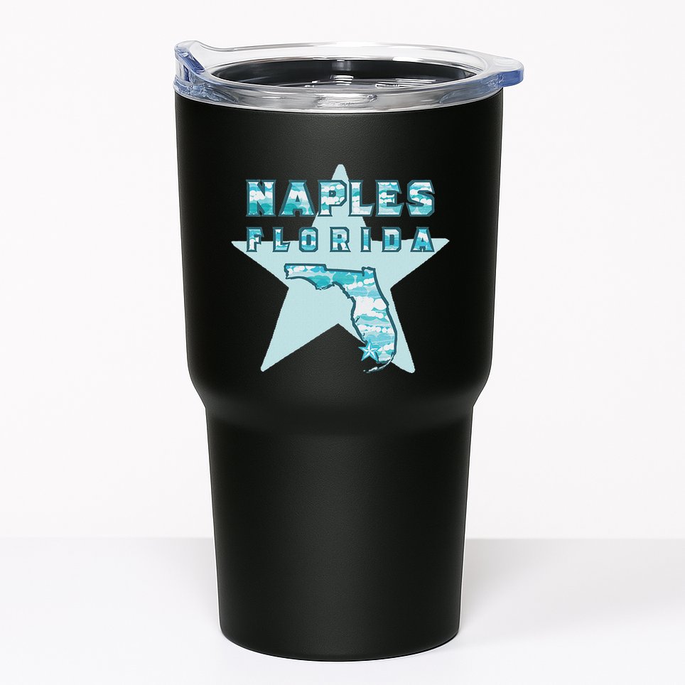 Naples Florida Map Souvenir Design Teal Tumbler