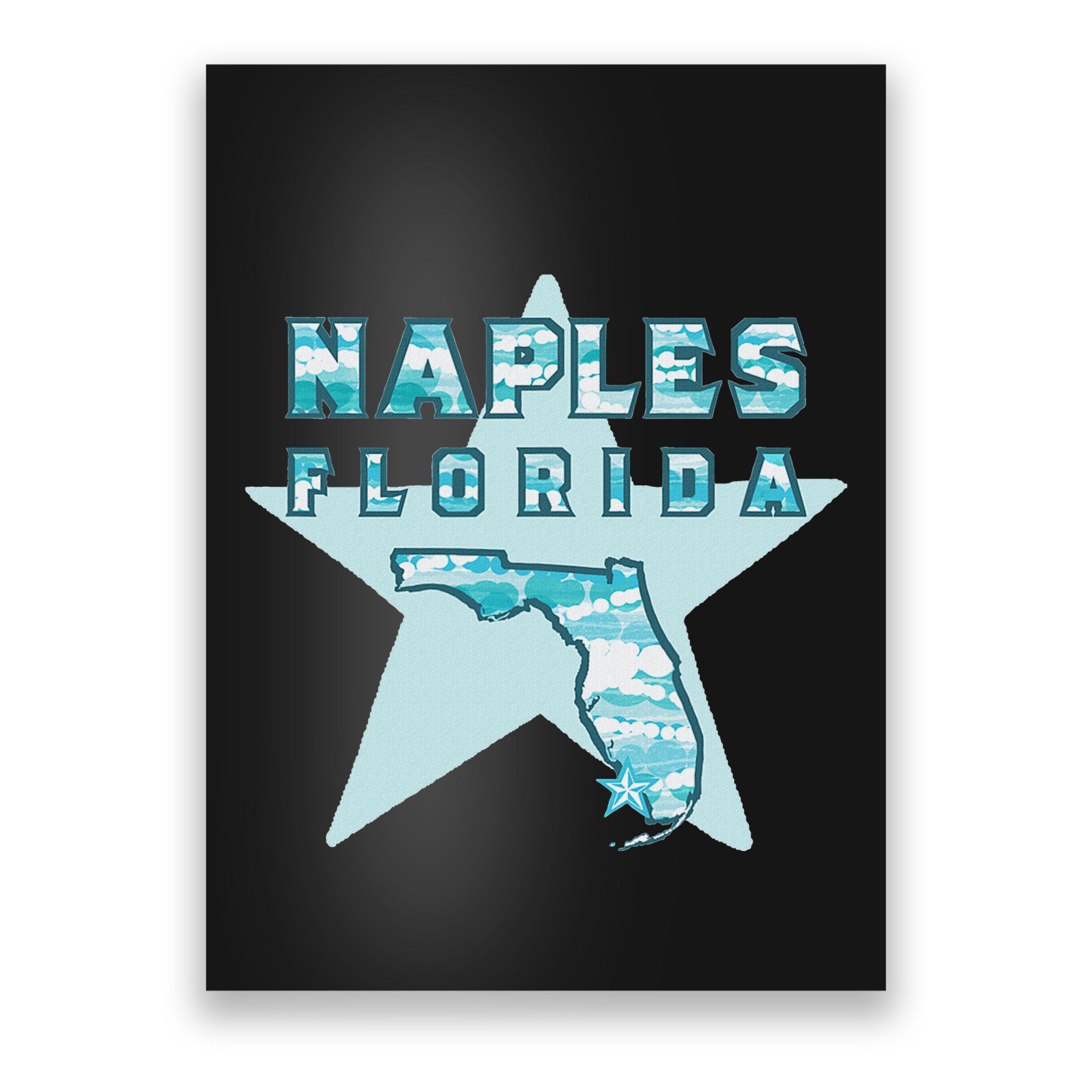 Naples Florida Map Souvenir Design Teal Poster