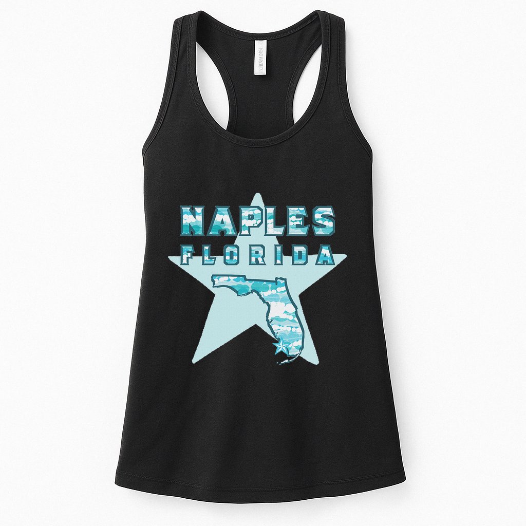 Naples Florida Map Souvenir Design Teal Womens Tank Top