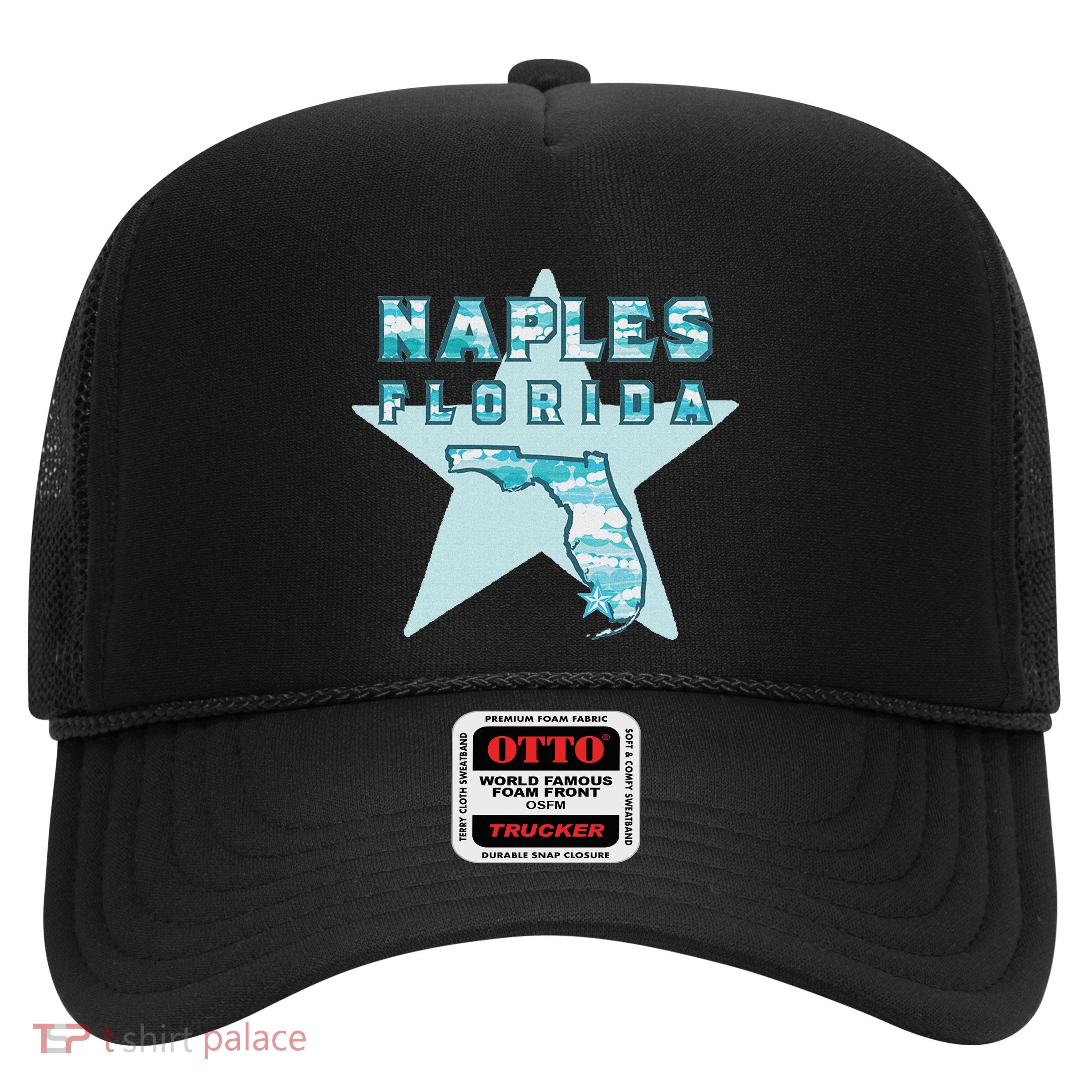 Naples Florida Map Souvenir Design Teal Trucker Hat