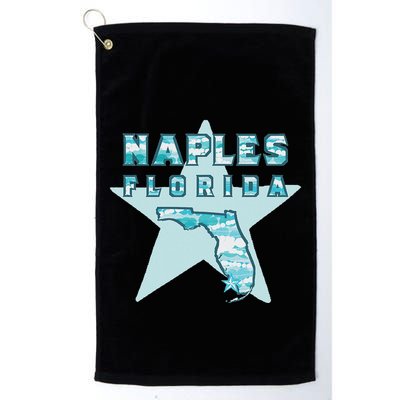Naples Florida Map Souvenir Design Teal Golf Towel