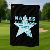 Naples Florida Map Souvenir Design Teal Golf Towel