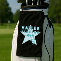 Naples Florida Map Souvenir Design Teal Golf Towel