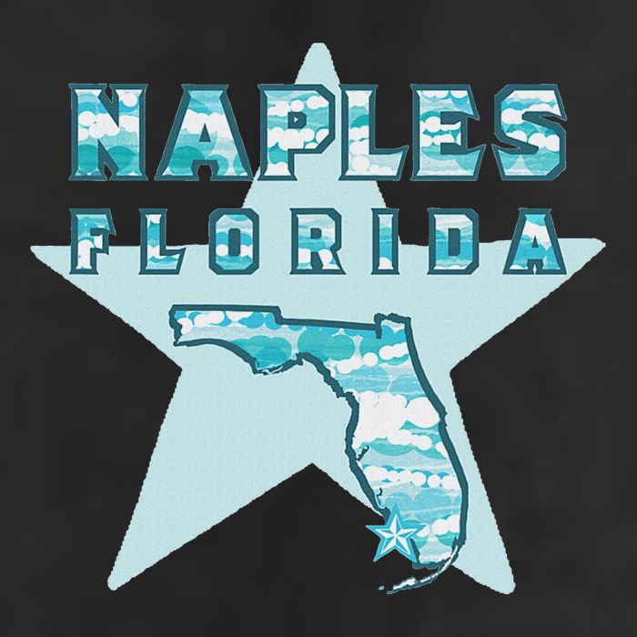 Naples Florida Map Souvenir Design Teal Golf Towel